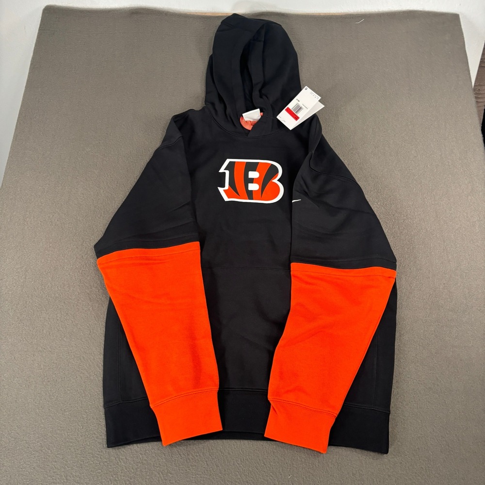 Nike NFL Cincinnati Bengals Hoodie Mens Size L Black Orange 02F2-51K-9A-87G
